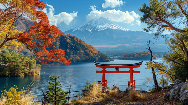 The serene beauty of Lake Ashi with Mount Fuji in the background