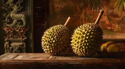 Durian Fruits Cultural Significance and Exotic Allure Captured in Photography Generative ai