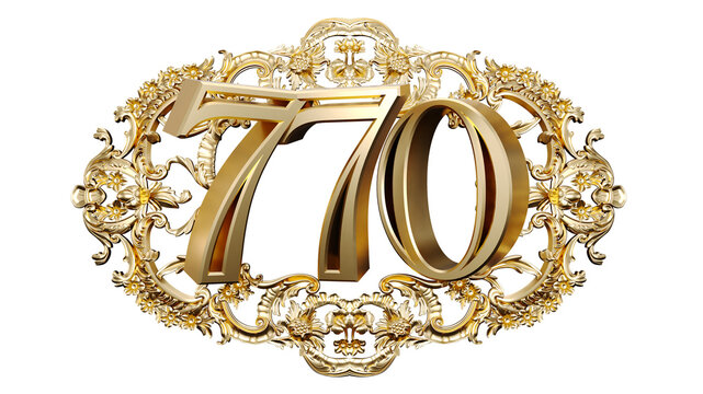 golden number seven hundred seventy in the center of Decorative golden vintage frames, number 770
