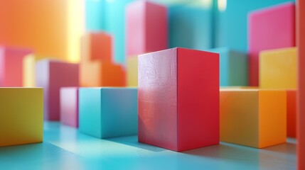 Obraz premium Vibrant 3D Blocks Composition on Bright Background - Creative Abstract Design Concept