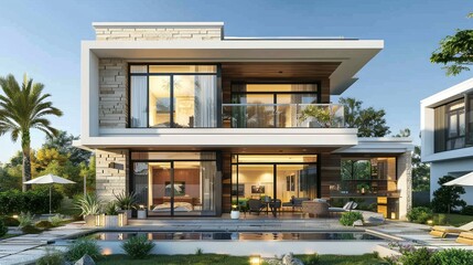 Fototapeta premium Premium Modern Mansions with Private Swimming Pools
