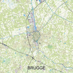 Brugge, Belgium map poster art