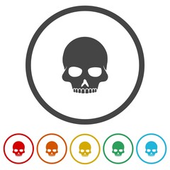 Skull simple icon. Set icons in color circle buttons