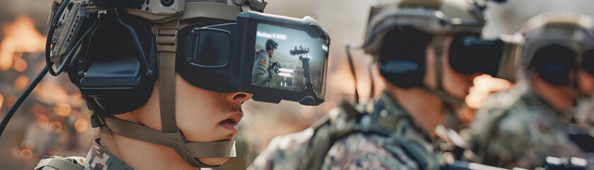 Augmented reality AR headsets for soldiers, displaying tactical data and enemy positions in real time