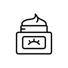 Obraz premium Eye cream outline icon. Eye care products, serum, gel, mask. Anti dark circle cosmetics. Contour symbol. Vector isolated outline drawing for web design.