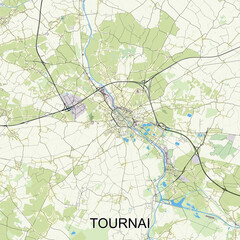 Obraz premium Tournai, Belgium map poster art