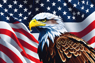 ILLUSTRATION EAGLE SYMBOL OF PATRIOTISM WITH FLAG OF THE USA MEMORIAL DAY IA