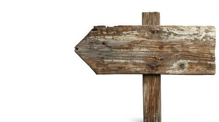 Naklejka premium Old empty rustic wooden sign board with free place for text isolated on white background