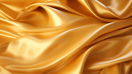 Fototapeta premium Luxurious Golden Silk Fabric with Elegant Folds