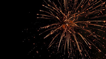 Colorful celebration fireworks isolated on black night sky background. Wonderful fireworks exploding