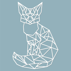 Beautiful illustration of a fox, beautiful lines, laser cutting