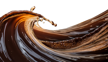 A wave of coffee, isolated on transparent background, png. Food on the go concept