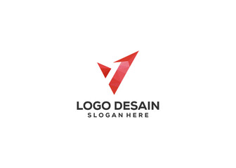 Initial Letter V logo technology logo with arrow sign