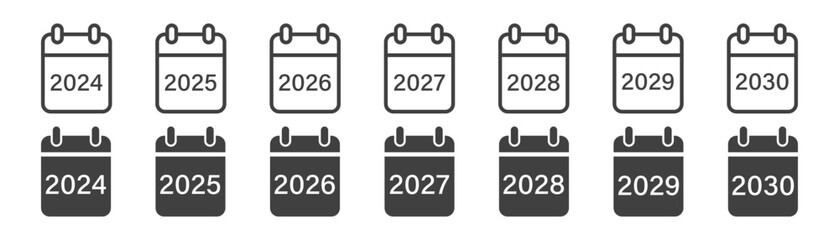 Set of calendar icons on a white background.