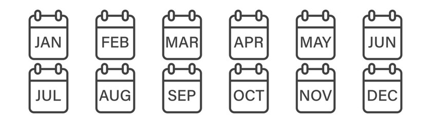 Set of calendar icons on a white background.