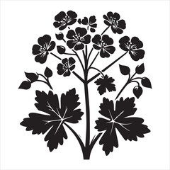 Alchemilla flower silhouette vector icon graphic logo ai generated design