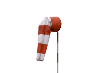Windsock indicator of wind on runway airport isolated on a white background
