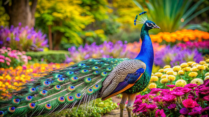 peacock in its colorful environment