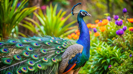 peacock in its colorful environment