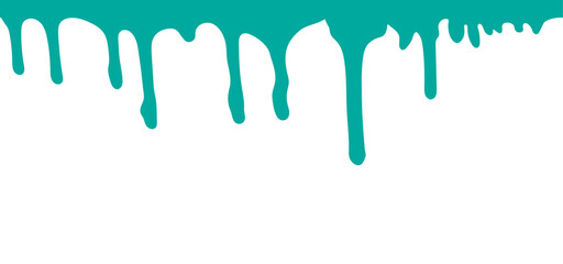 Drips of turquoise color ink paint, background. Vector illustration