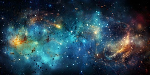 Mathematical formulas with galaxy backdrop symbolizing science education in the universe. Concept Math & Galaxy, Educational Universe, Science Formulas, Space Background