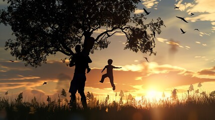 Father and Son in the Park: Father's Day Silhouette

