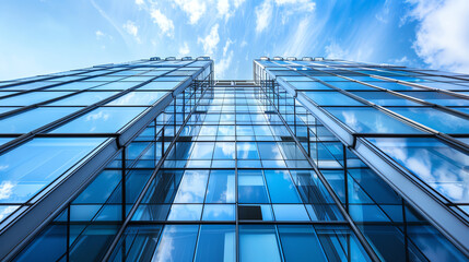 Obraz premium Closeup of a skyscrapers unique architectural details, highlighting contemporary design and engineering excellenceai