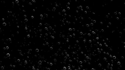 Bubble surges on black background move upwards, 4k, loop