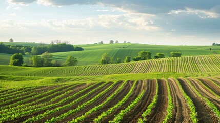 Countryside farmland landscape under the sky