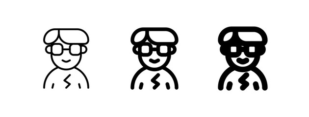 Editable person with bowl haircut and glasses avatar vector icon. User, profile, identity, persona. Part of a big icon set family. Perfect for web and app interfaces, presentations, infographics, etc