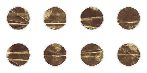 Set of Gold Round Sticker with Foil Texture