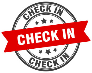 check in stamp. check in label on transparent background. round sign
