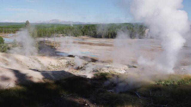 Yellowstone National Park geysers on August 27, 2023, USA