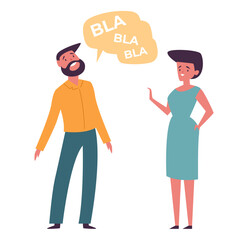 Uninteresting confused bored talk dialogue isolated concept. Vector flat graphic design illustration
