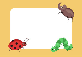 Bug insect cute characters banner isolated concept. Vector flat graphic design illustration
