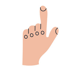 Hand arm push button with finger isolated concept. Vector flat graphic design illustration