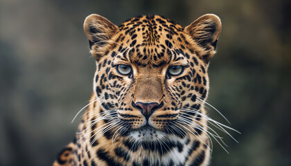 Fototapeta premium A High Quality Close-up Portrait of a Leopard for Wildlife Photography with Detailed Fur Texture, Ai Generated