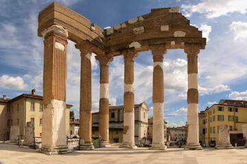 Ruins of Roman temple in Brescia. Lombardy
