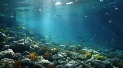 Fototapeta premium Plastic water bottles pollute ocean UHD Wallpaper