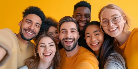 Obraz premium Image depicts a group of individuals in orange shirts with their faces blurred, indicating unity and diversity