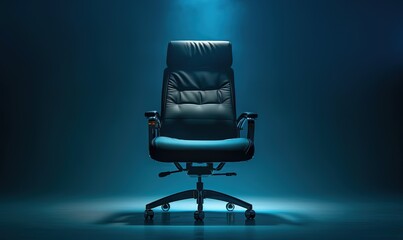 A black chair in the photo on a dark blue background
