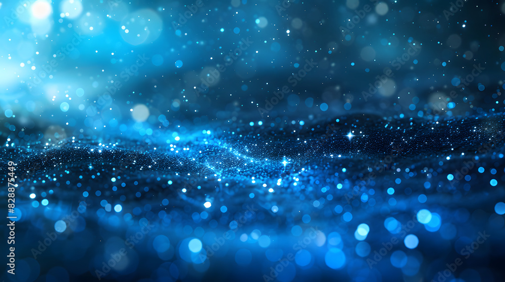 Poster abstract background sparkling with bokeh falling under a starry sky.
