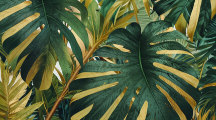 Green monstera leaves tropical background