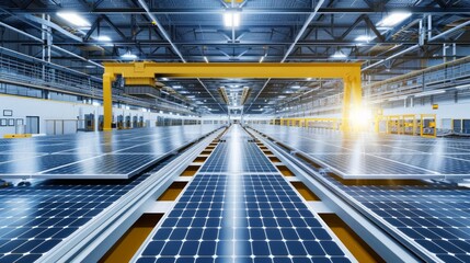 Fototapeta premium Solar panels in a factory.