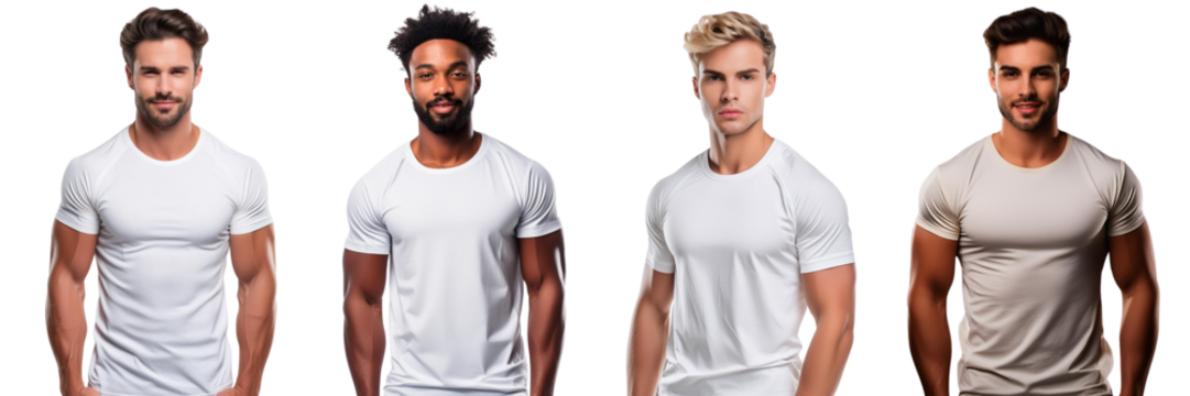 men with white sports T-shirts