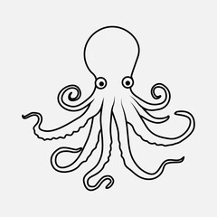 Octopus vector art illustration, solid white background, Octopus Isolated Coloring Page for Kids,
octopus drawing using only lines, line art to color and paint. Children's drawings.
