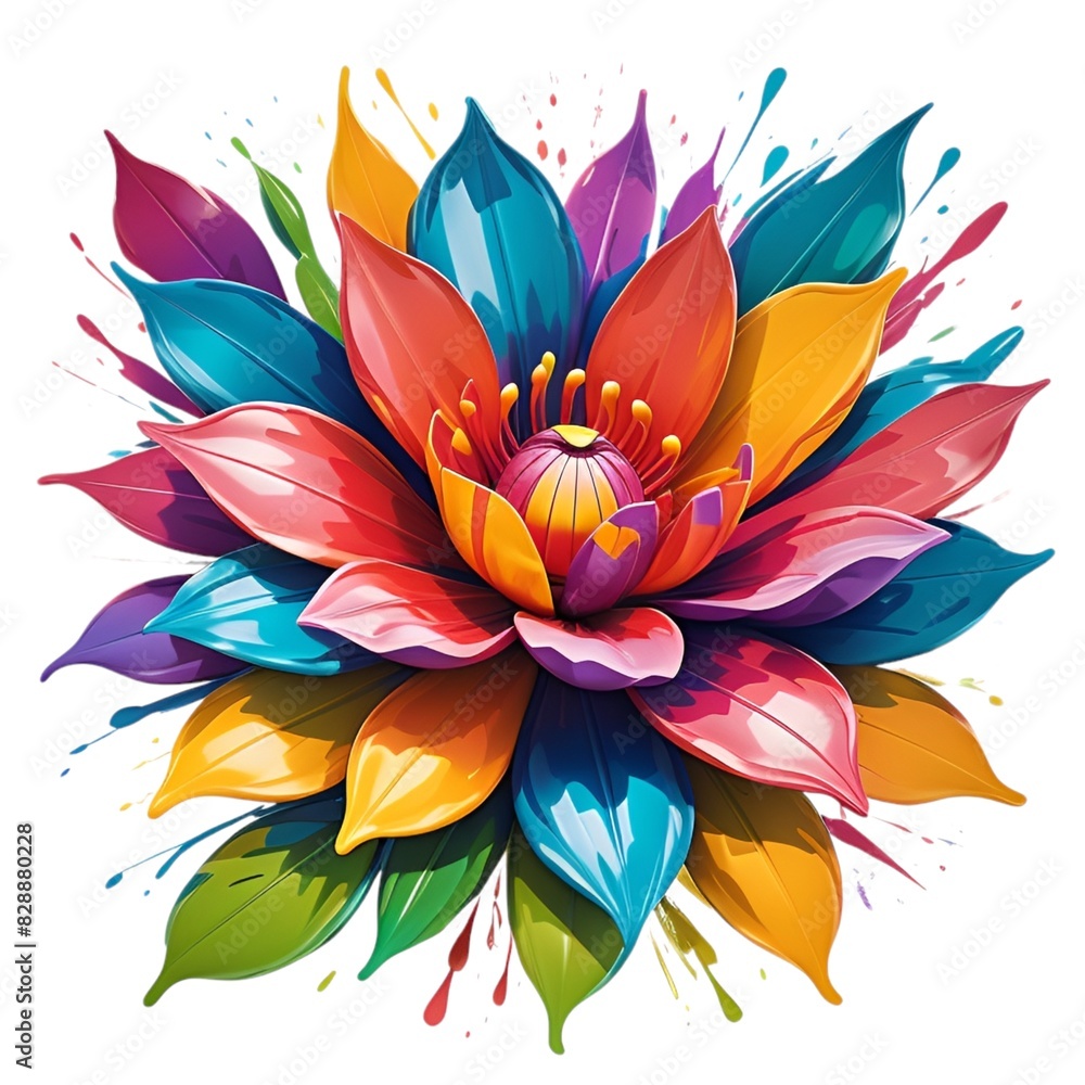 Wall mural beautyful colorful flower on isolated white background