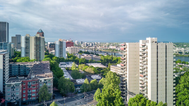 View of Portland State University Apartments and Waterfront