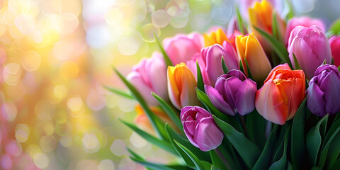 "Colorful Spring Tulip Bouquet," "Vibrant Tulips in Bloom