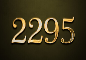 Old gold effect of 2295 number with 3D glossy style Mockup.	